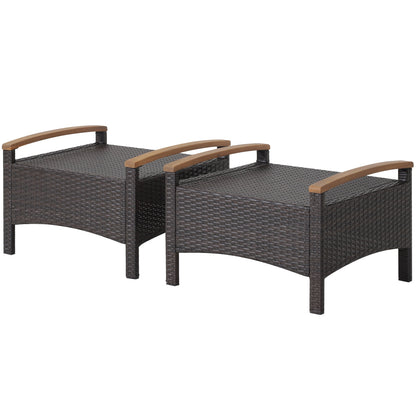 Set of 2 Wicker Ottoman with Cushion, Black Outdoor Seating & Patio Chairs at Gallery Canada