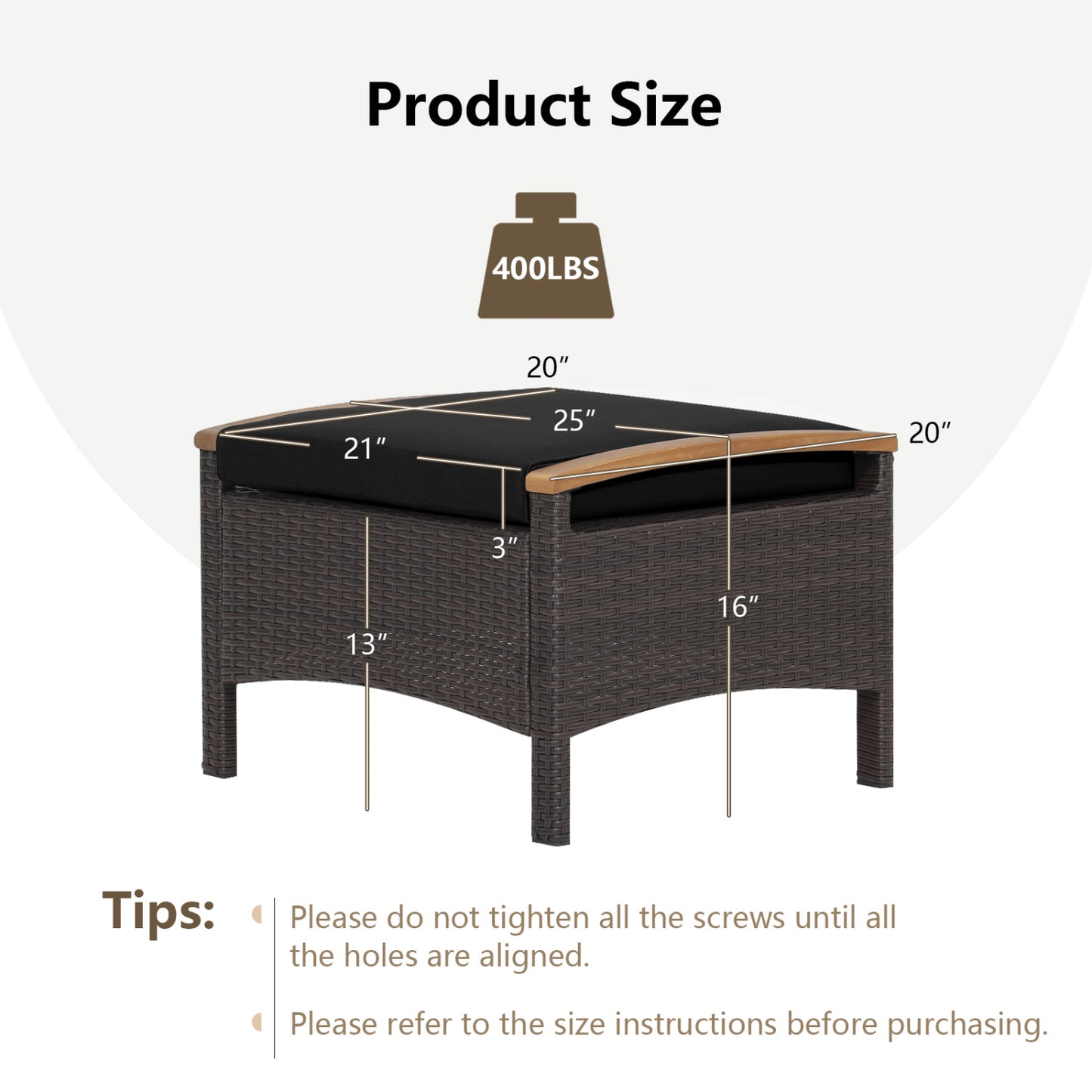 Set of 2 Wicker Ottoman with Cushion, Black Outdoor Seating & Patio Chairs at Gallery Canada