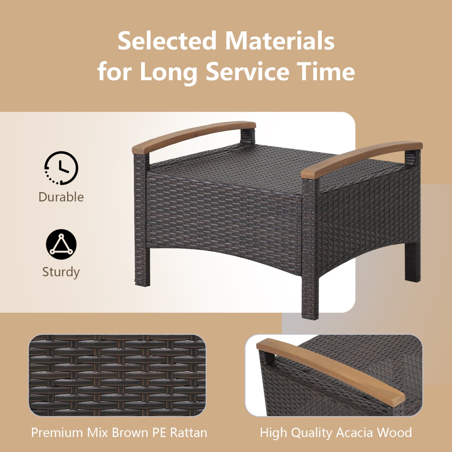 Set of 2 Wicker Ottoman with Cushion, Black Outdoor Seating & Patio Chairs at Gallery Canada