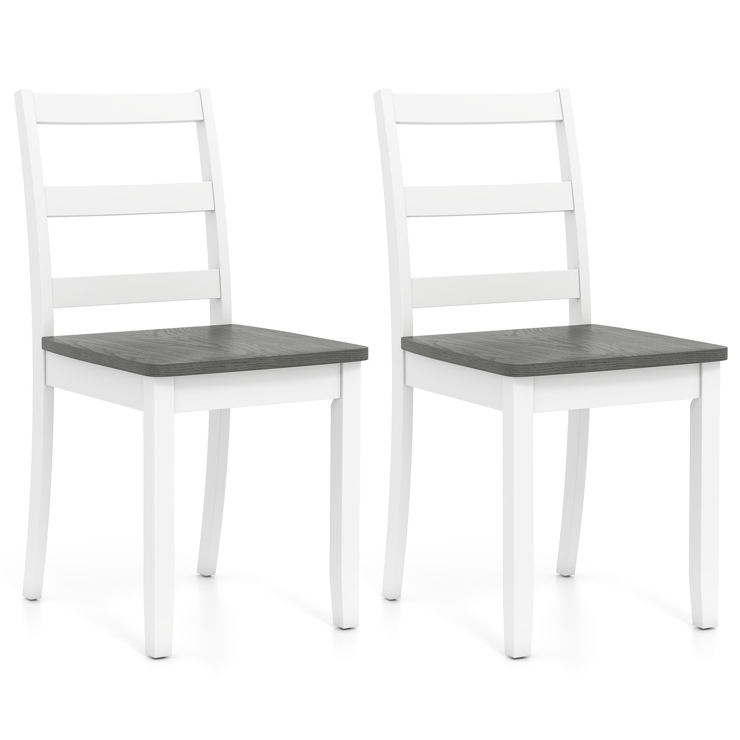 Set of 2 Wood Dining Chairs with Solid Rubber Wood Legs, Gray Dining Chairs Gray at Gallery Canada