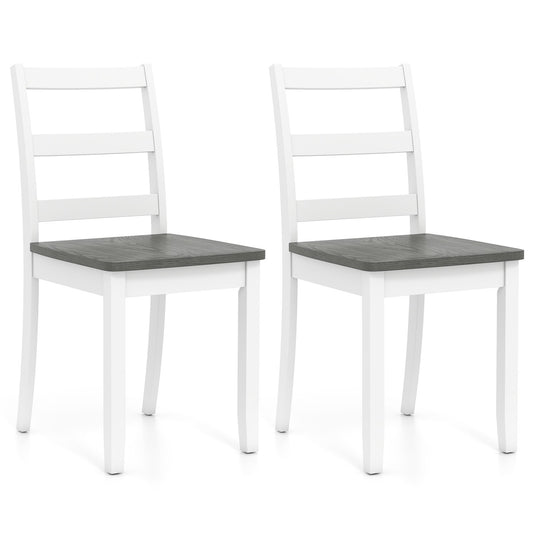 Set of 2 Wood Dining Chairs with Solid Rubber Wood Legs, Gray Dining Chairs Gray at Gallery Canada