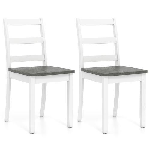 Set of 2 Wood Dining Chairs with Solid Rubber Wood Legs, Gray