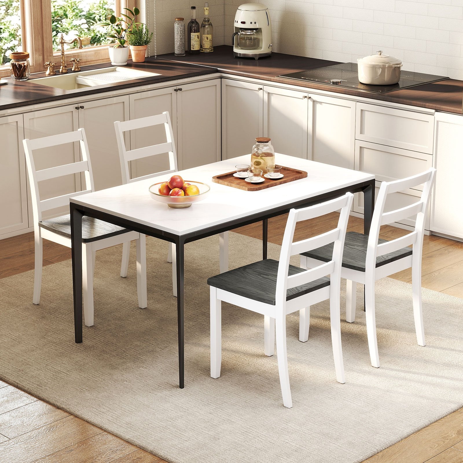 Set of 2 Wood Dining Chairs with Solid Rubber Wood Legs, Gray Dining Chairs at Gallery Canada