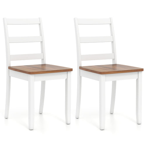 Set of 2 Wood Dining Chairs, Solid Rubber Wood Legs, Rustic, Brown
