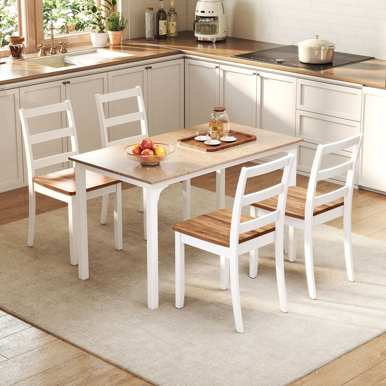 Set of 2 Wood Dining Chairs with Solid Rubber Wood Legs, Rustic Brown Dining Chairs at Gallery Canada