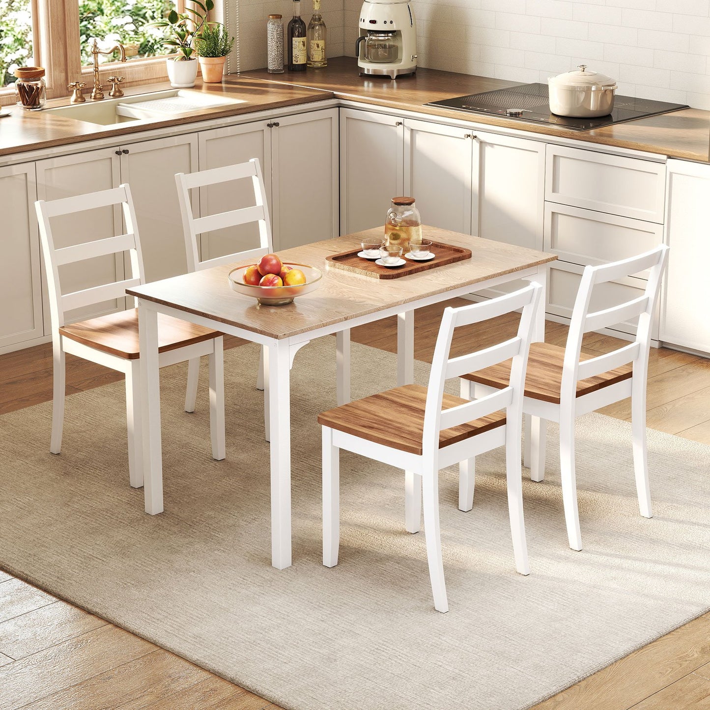 Set of 2 Wood Dining Chairs with Solid Rubber Wood Legs, Rustic Brown Dining Chairs at Gallery Canada