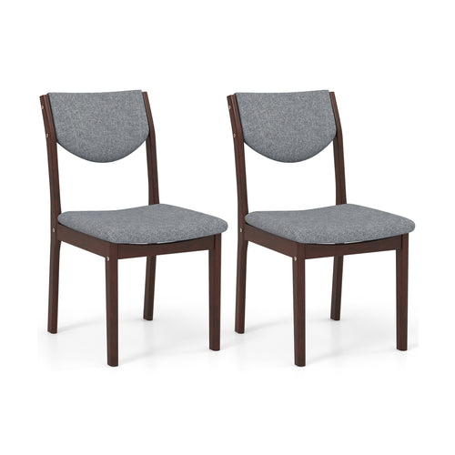 Set Of 2 Wood Kitchen Chairs, Faux Leather Upholstered Seat, Gray