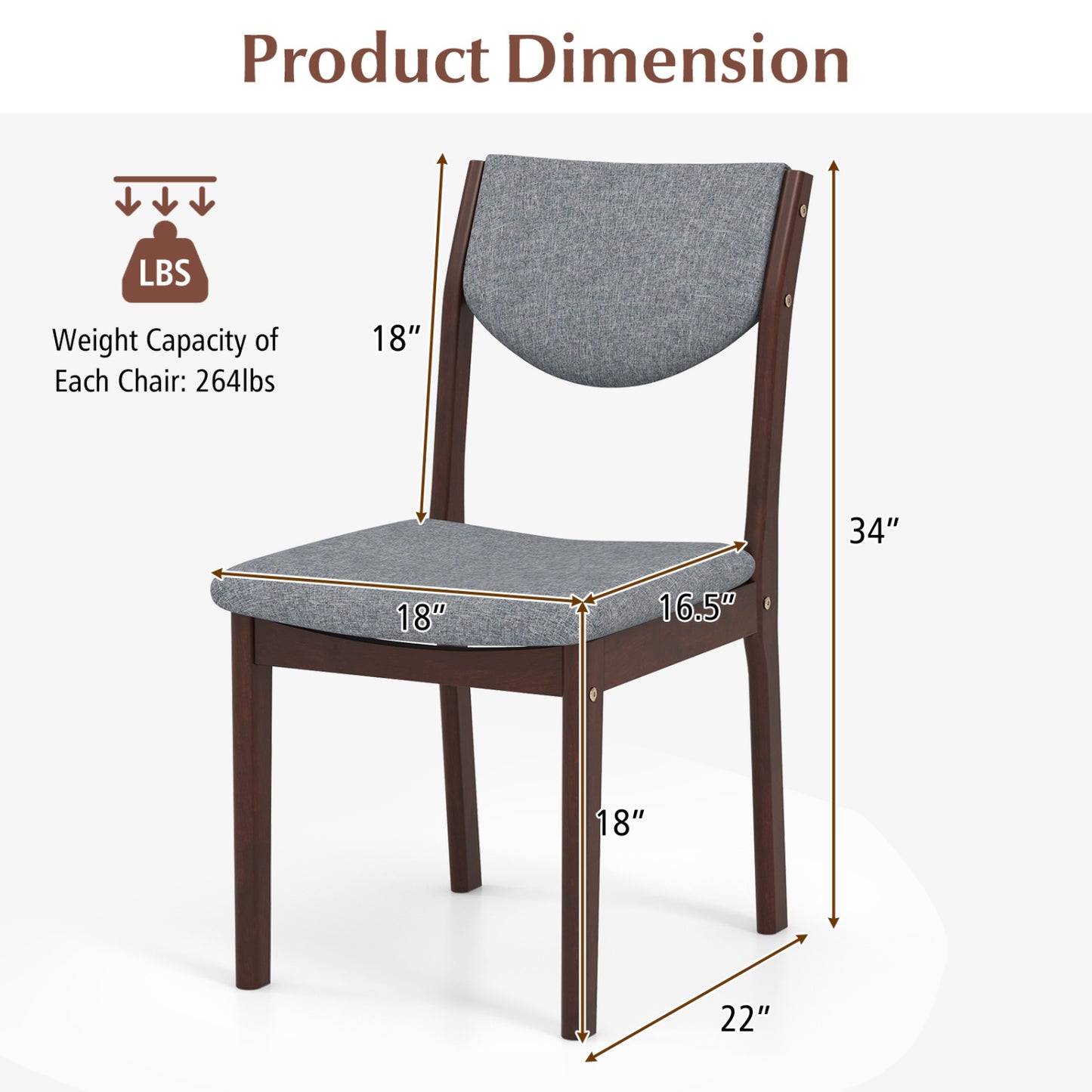 Set Of 2 Wood Kitchen Chairs, Faux Leather Upholstered Seat, Gray Dining Chairs at Gallery Canada