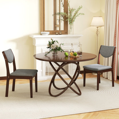 Set Of 2 Wood Kitchen Chairs, Faux Leather Upholstered Seat, Gray Dining Chairs at Gallery Canada