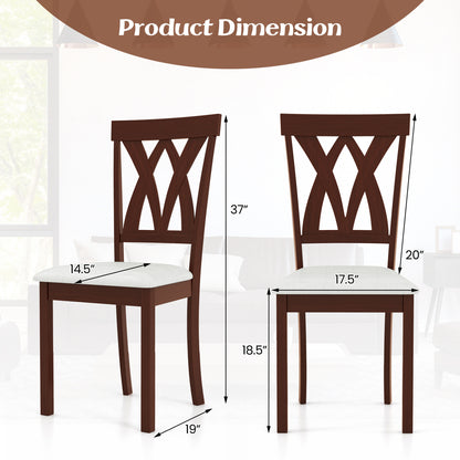 Set Of 2 Wood Kitchen Chairs, Faux Leather Upholstered Seat, Beige Dining Chairs at Gallery Canada
