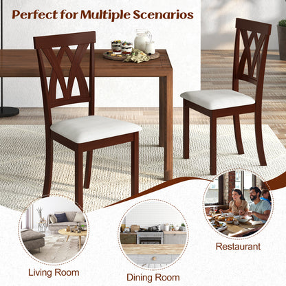 Set Of 2 Wood Kitchen Chairs, Faux Leather Upholstered Seat, Beige Dining Chairs at Gallery Canada
