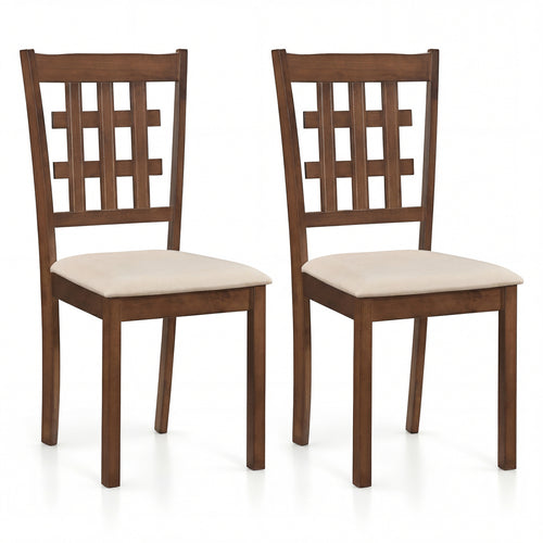 Set Of 2 Wood Kitchen Chairs, Faux Leather Upholstered Seat, Coffee