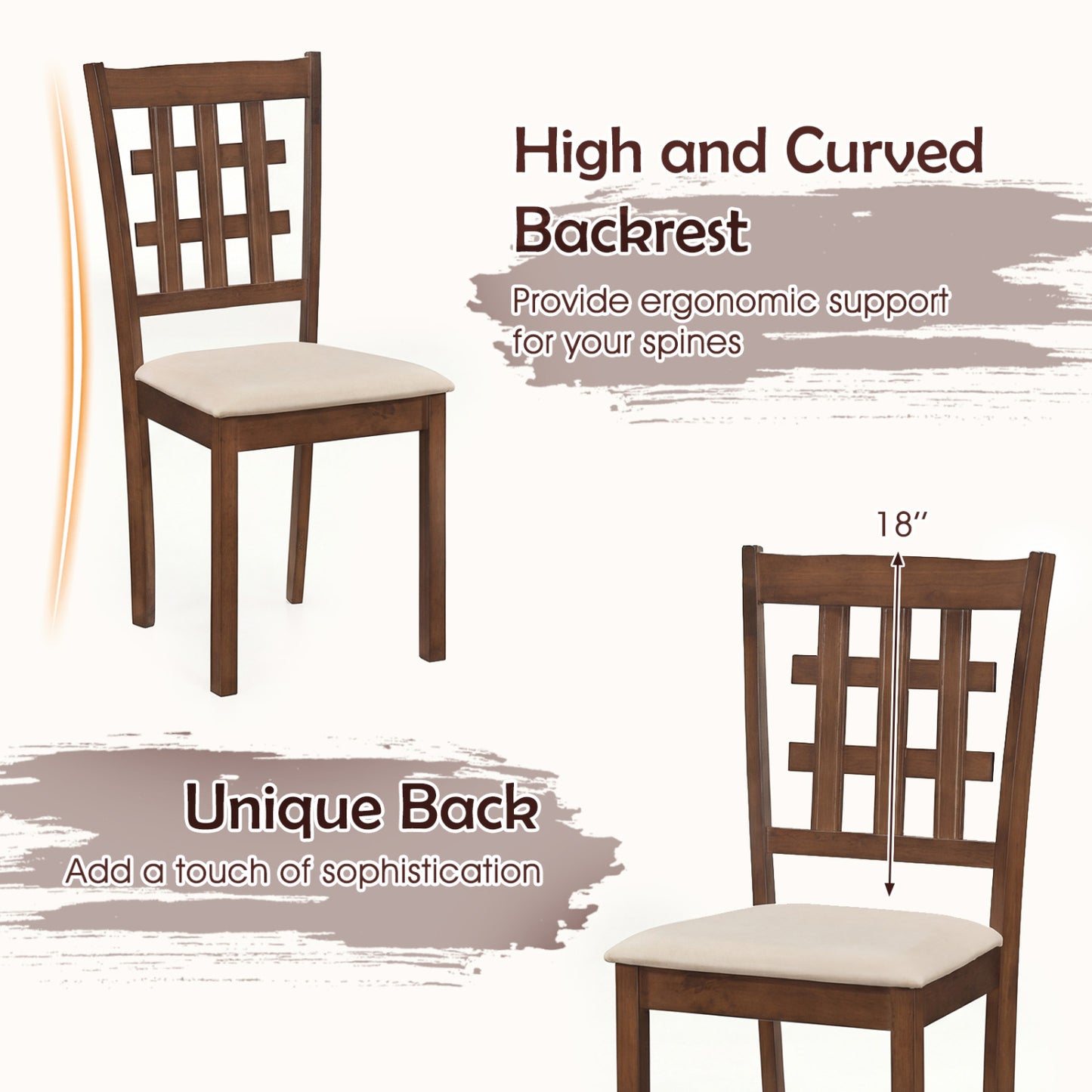 Set Of 2 Wood Kitchen Chairs, Faux Leather Upholstered Seat, Coffee Dining Chairs at Gallery Canada