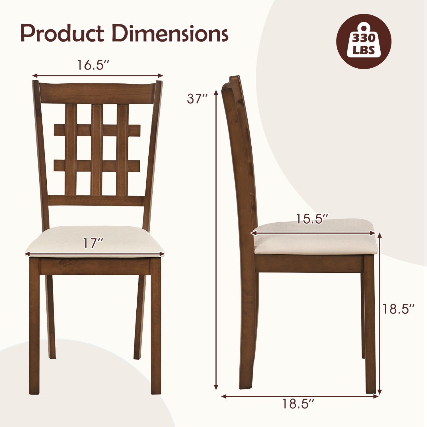 Set Of 2 Wood Kitchen Chairs, Faux Leather Upholstered Seat, Coffee Dining Chairs at Gallery Canada