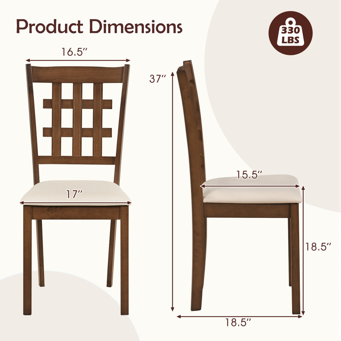 Set Of 2 Wood Kitchen Chairs, Faux Leather Upholstered Seat, Coffee Dining Chairs at Gallery Canada