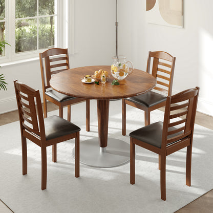 Set of 2 Wood Kitchen Chairs with Faux Leather Upholstered Seat, Black Dining Chairs at Gallery Canada
