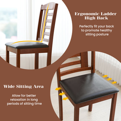 Set of 2 Wood Kitchen Chairs with Faux Leather Upholstered Seat, Black Dining Chairs at Gallery Canada