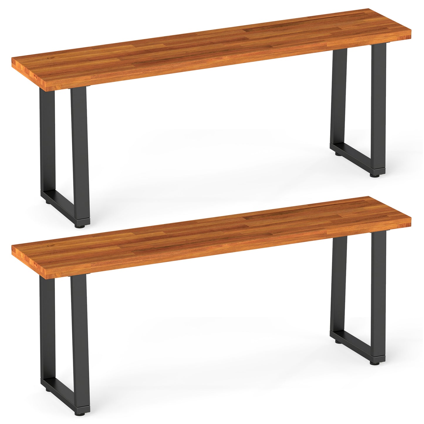 Ensemble de 2 bancs de patio en bois, banc de salle à manger de 47,5 pouces de long