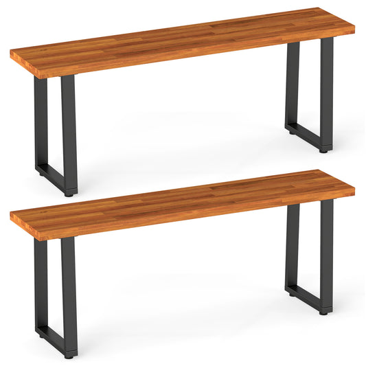 Set of 2 Wood Patio Bench, 47.5" Long Dining Bench Outdoor Benches Options at Gallery Canada