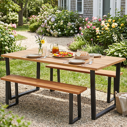 Ensemble de 2 bancs de patio en bois, banc de salle à manger de 47,5 pouces de long