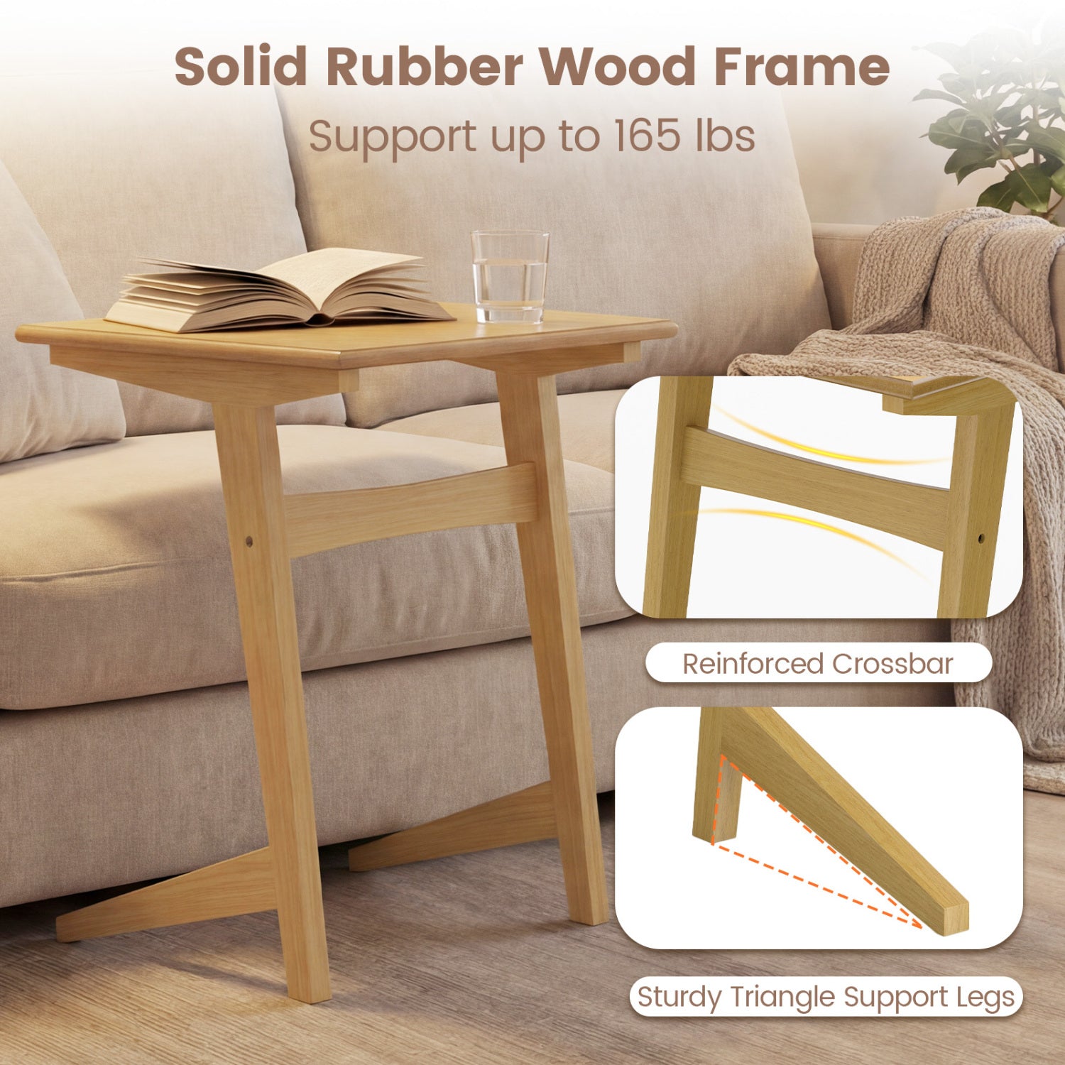 Set Of 2 Wood C-Shaped Side Tables, Wood Veneered Top, Natural End & Side Tables at Gallery Canada