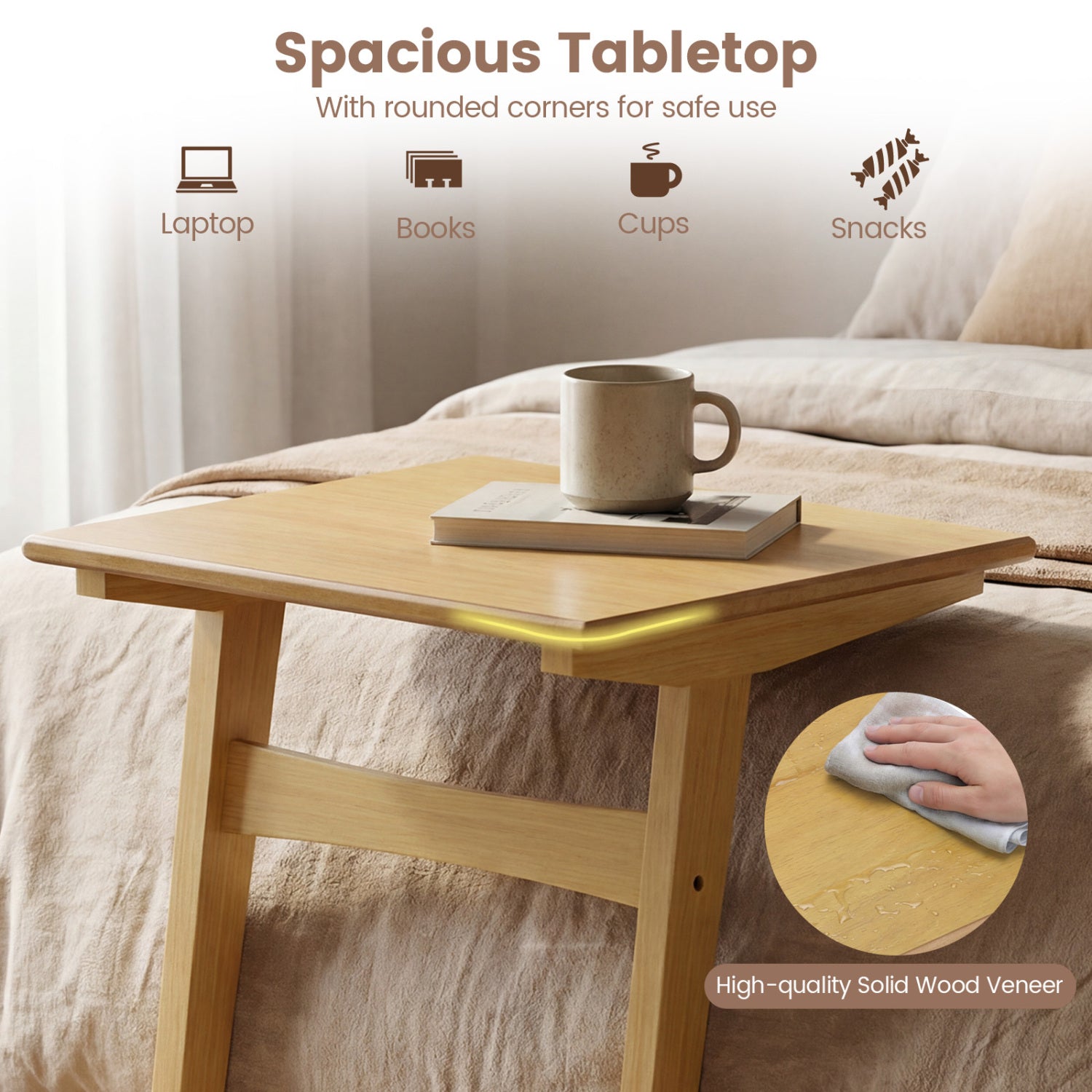 Set Of 2 Wood C-Shaped Side Tables, Wood Veneered Top, Natural End & Side Tables at Gallery Canada