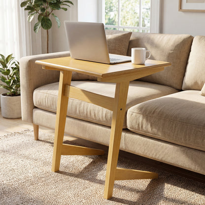 Set Of 2 Wood C-Shaped Side Tables, Wood Veneered Top, Natural End & Side Tables at Gallery Canada