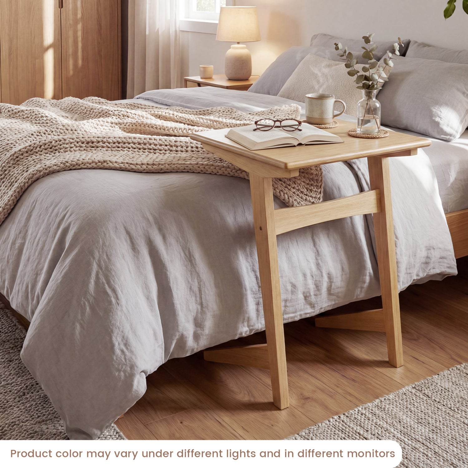 Set Of 2 Wood C-Shaped Side Tables, Wood Veneered Top, Natural End & Side Tables at Gallery Canada