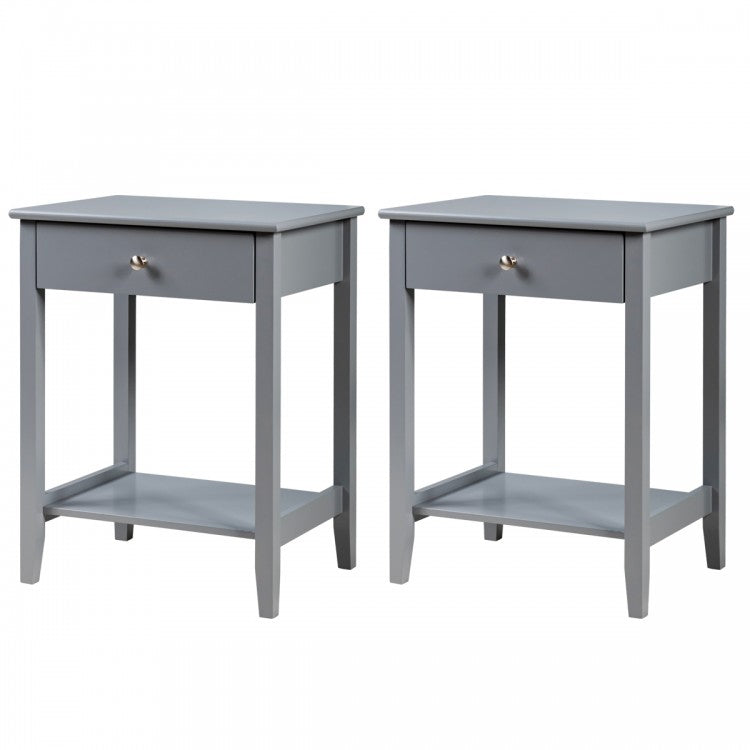 Set of 2 Wooden Bedside Sofa Table, Gray End & Side Tables Gray at Gallery Canada