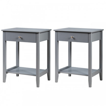 Set of 2 Wooden Bedside Sofa Table, Gray End & Side Tables Gray at Gallery Canada