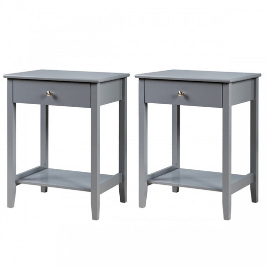 Set of 2 Wooden Bedside Sofa Table, Gray End & Side Tables Gray at Gallery Canada