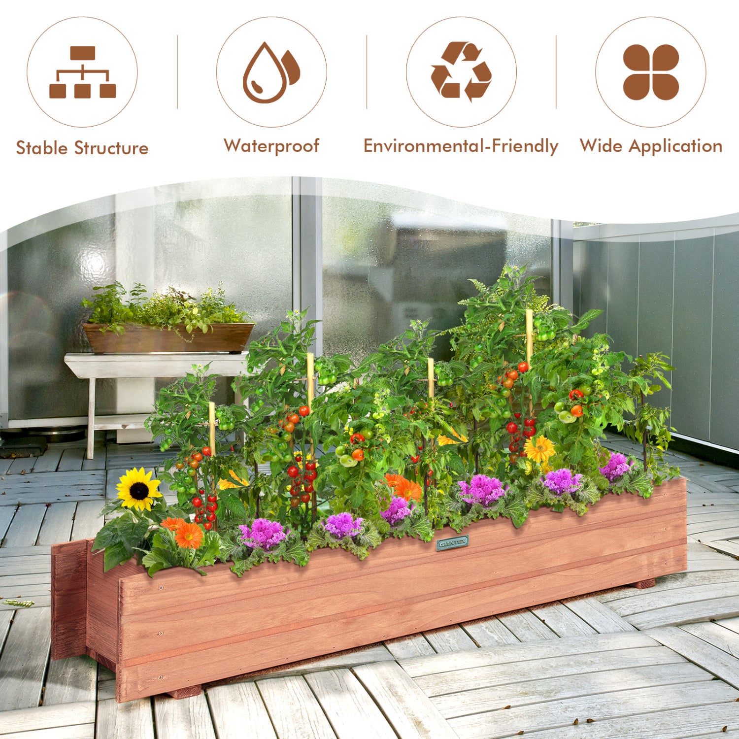 Set of 2 Wooden Decorative Raised Garden Bed for Yard and Window, Brown Raised Garden Beds at Gallery Canada