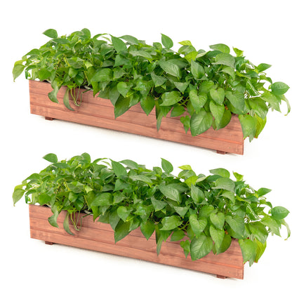 Set Of 2 Wooden Raised Garden Bed, Brown