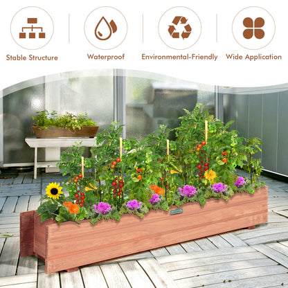 Set Of 2 Wooden Raised Garden Bed, Brown
