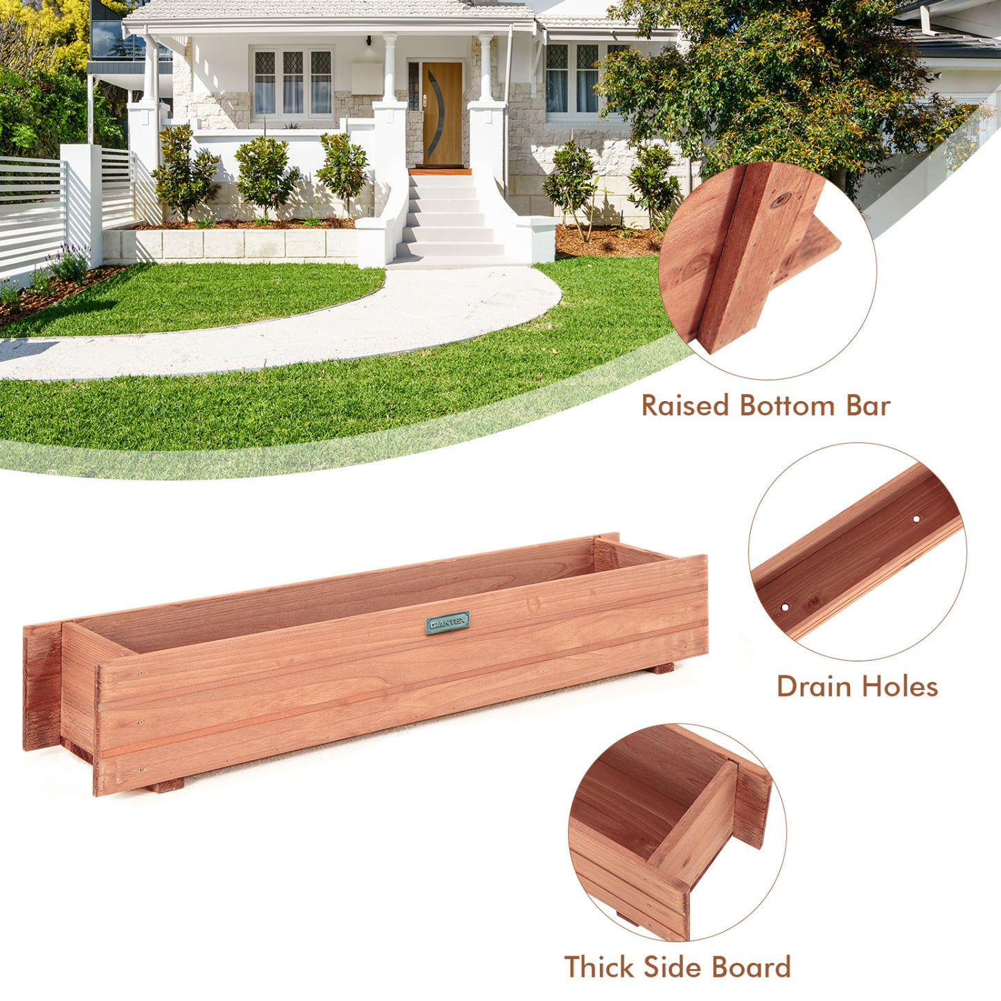 Set Of 2 Wooden Raised Garden Bed, Brown