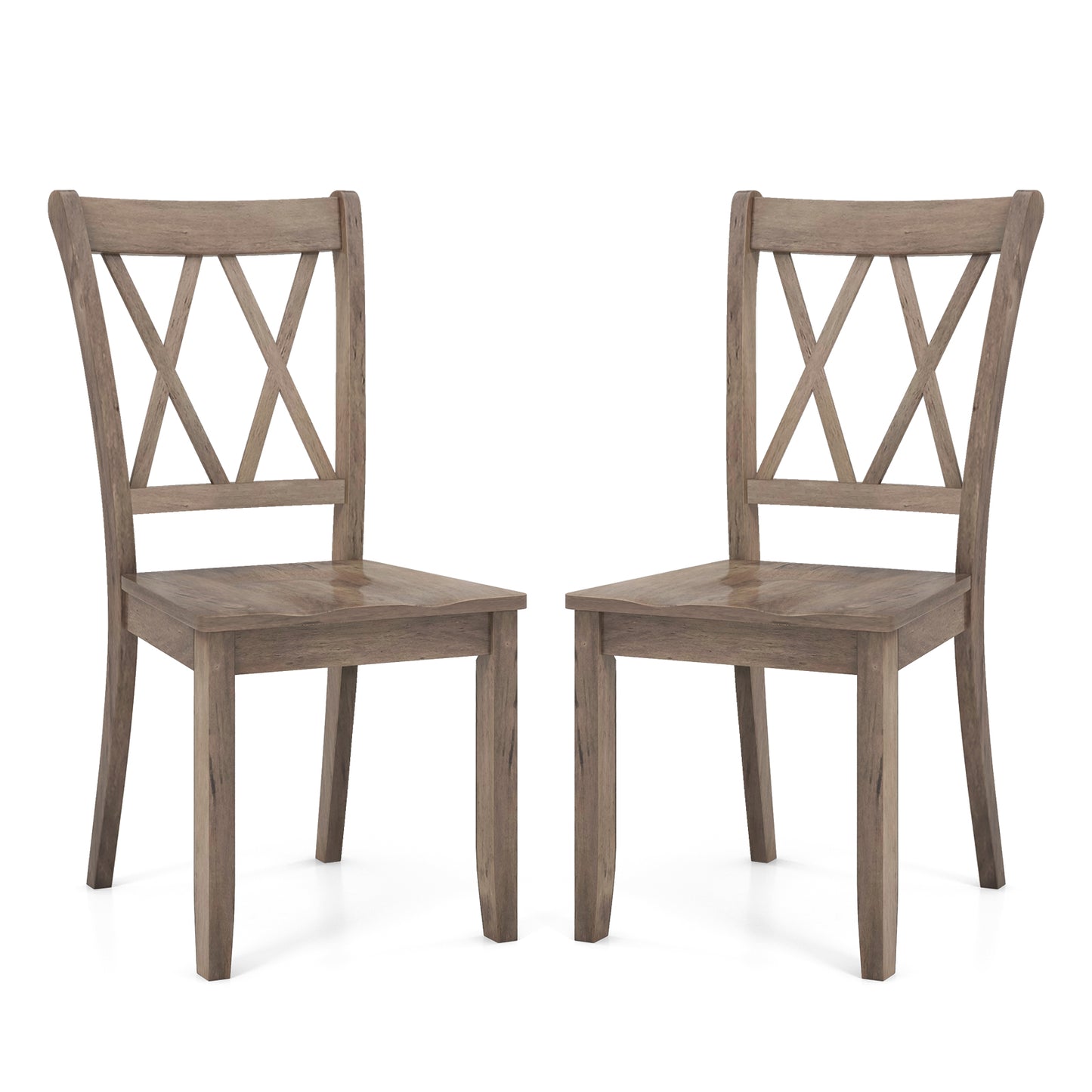 Ensemble de 2 chaises de salle à manger en bois, style rétro ferme du milieu du siècle, marron