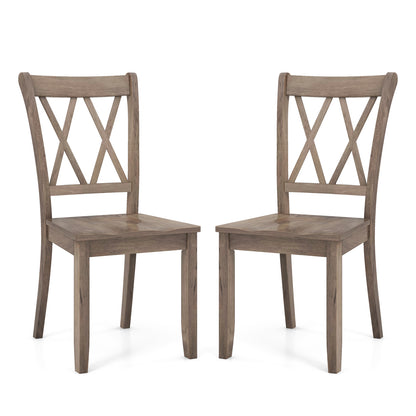 Ensemble de 2 chaises de salle à manger en bois, style rétro ferme du milieu du siècle, marron