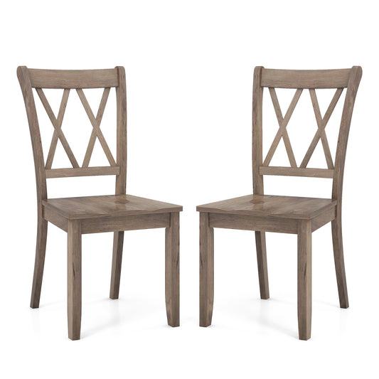 Set of 2 Wooden Dining Chairs, Mid Century Farmhouse Retro, Brown Dining Chairs Brown at Gallery Canada