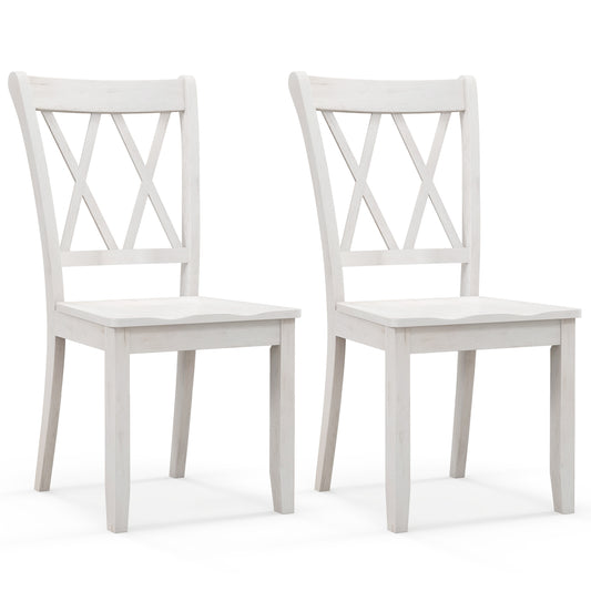 Set of 2 Wooden Dining Chairs Mid Century Farmhouse Retro Kitchen Chairs, White Dining Chairs White at Gallery Canada