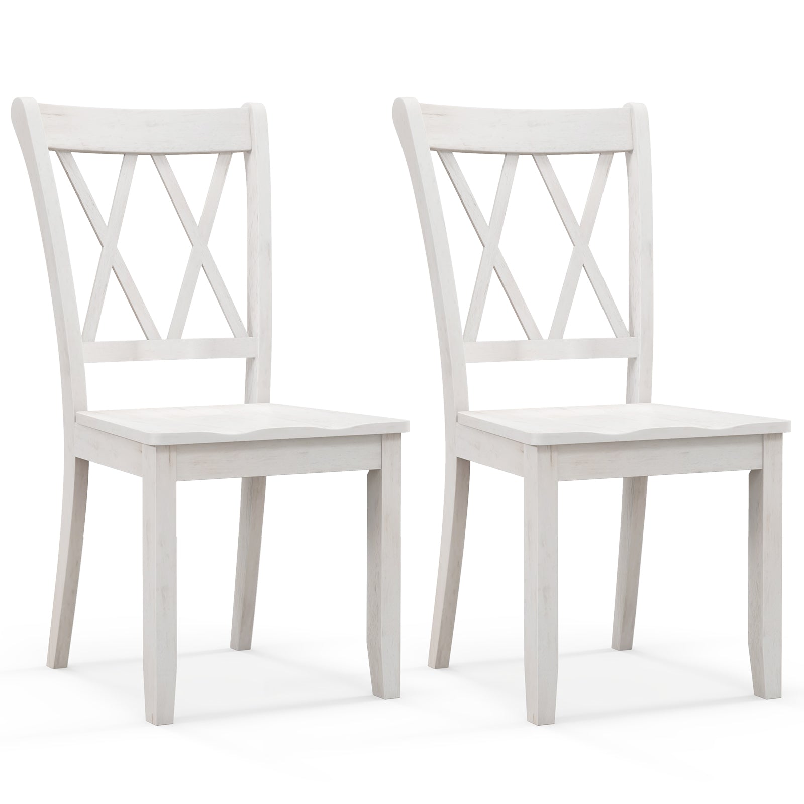 Set Of 2 Wooden Dining Chairs, Mid Century Farmhouse Retro, White Dining Chairs at Gallery Canada