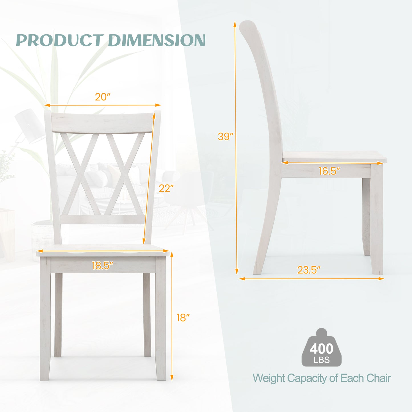 Set of 2 Wooden Dining Chairs Mid Century Farmhouse Retro Kitchen Chairs, White Dining Chairs at Gallery Canada