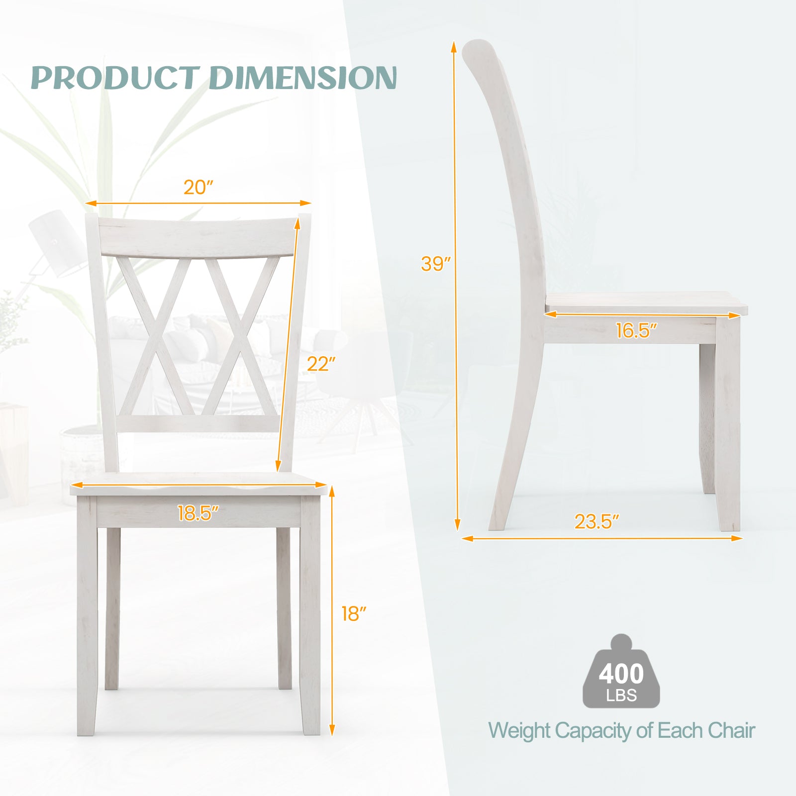 Set of 2 Wooden Dining Chairs Mid Century Farmhouse Retro Kitchen Chairs, White Dining Chairs at Gallery Canada