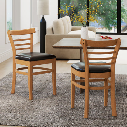 Set of 2 Wooden Dining Chair with Rubber Wood Legs for Restaurant, Brown Dining Chairs at Gallery Canada