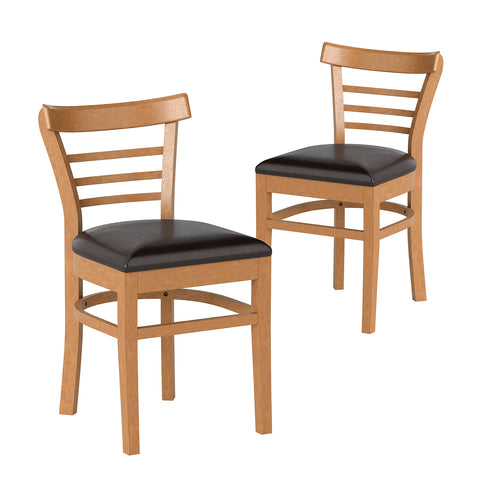 Set of 2 Wooden Dining Chair with Rubber Wood Legs for Restaurant, Brown