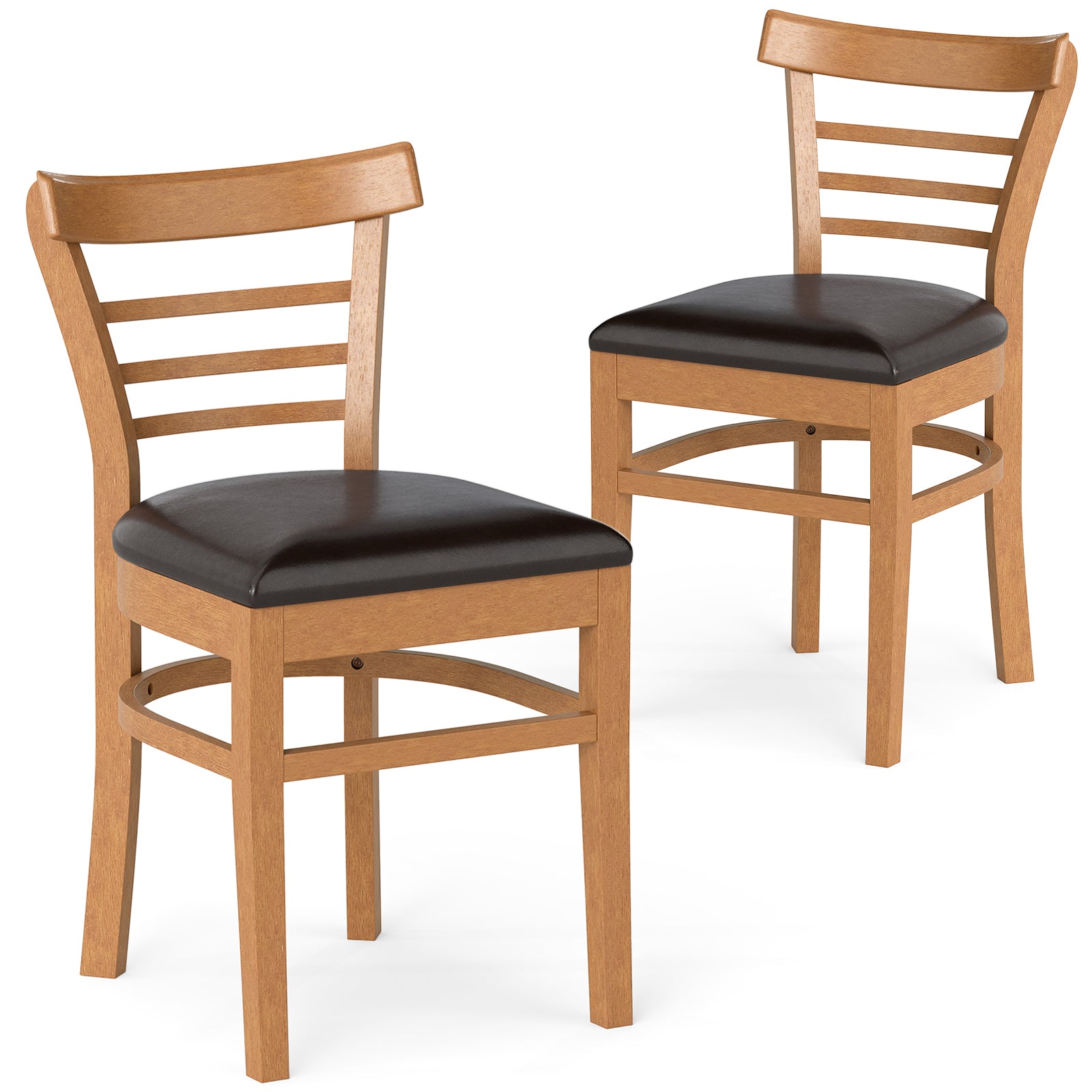 Set of 2 Wooden Dining Chair with Rubber Wood Legs for Restaurant, Brown Dining Chairs at Gallery Canada