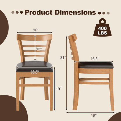 Set of 2 Wooden Dining Chair with Rubber Wood Legs for Restaurant, Brown Dining Chairs at Gallery Canada