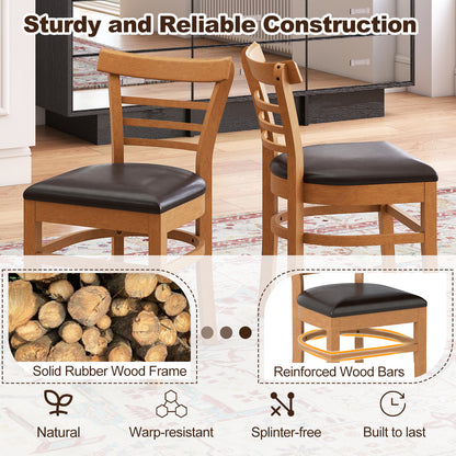 Set of 2 Wooden Dining Chair with Rubber Wood Legs for Restaurant, Brown Dining Chairs at Gallery Canada