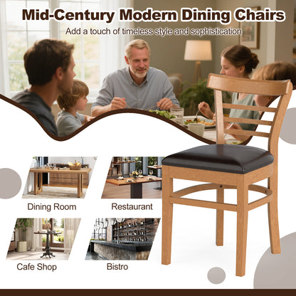 Set of 2 Wooden Dining Chair with Rubber Wood Legs for Restaurant, Brown Dining Chairs at Gallery Canada