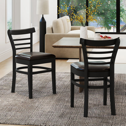 Set of 2 Wooden Dining Chair with Rubber Wood Legs for Restaurant, Black Dining Chairs at Gallery Canada