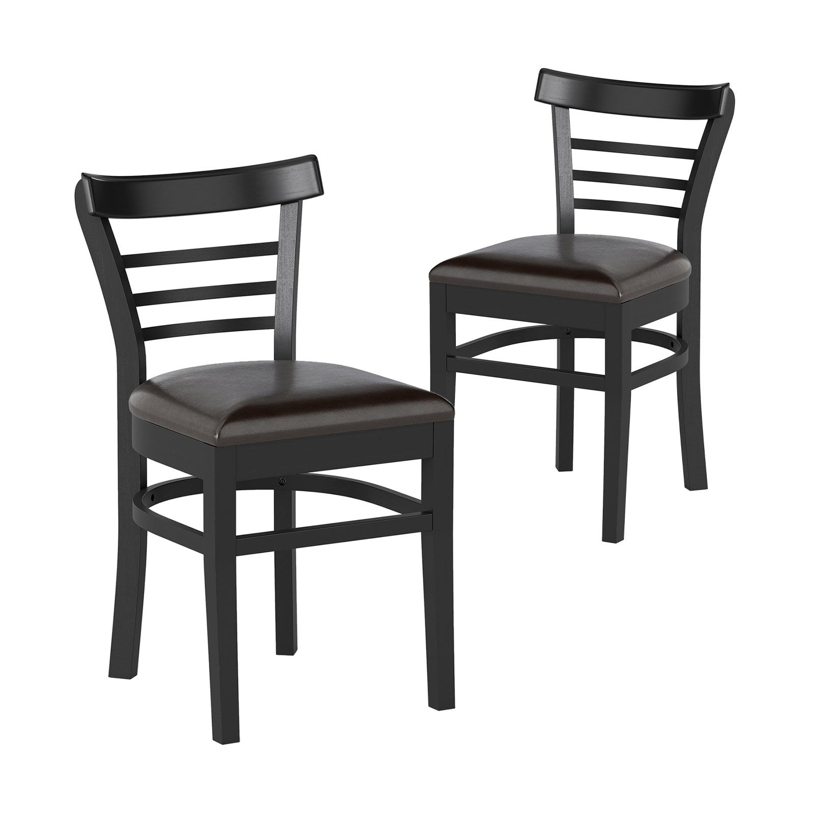 Set of 2 Wooden Dining Chair with Rubber Wood Legs for Restaurant, Black Dining Chairs at Gallery Canada